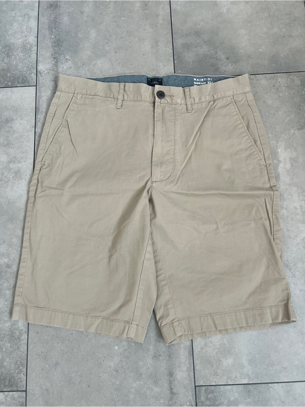 J. Crew reimagined tan chino shorts 10.5" inseam waist 31